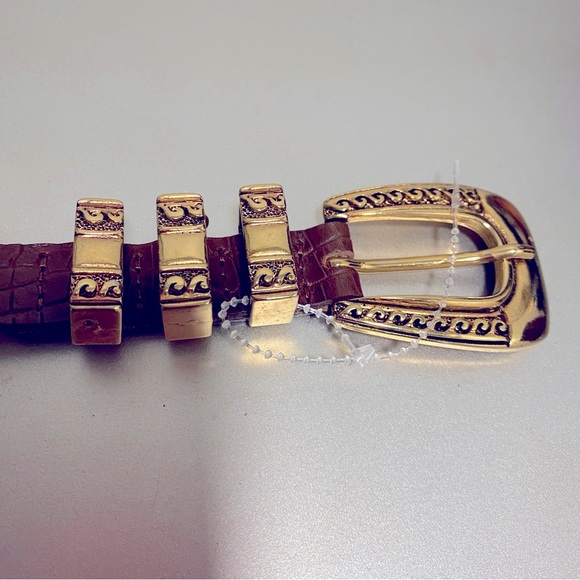 NWOT Streets Ahead The Fay Belt In Cognac & Gold Hardware - Size M - Picture 9 of 12